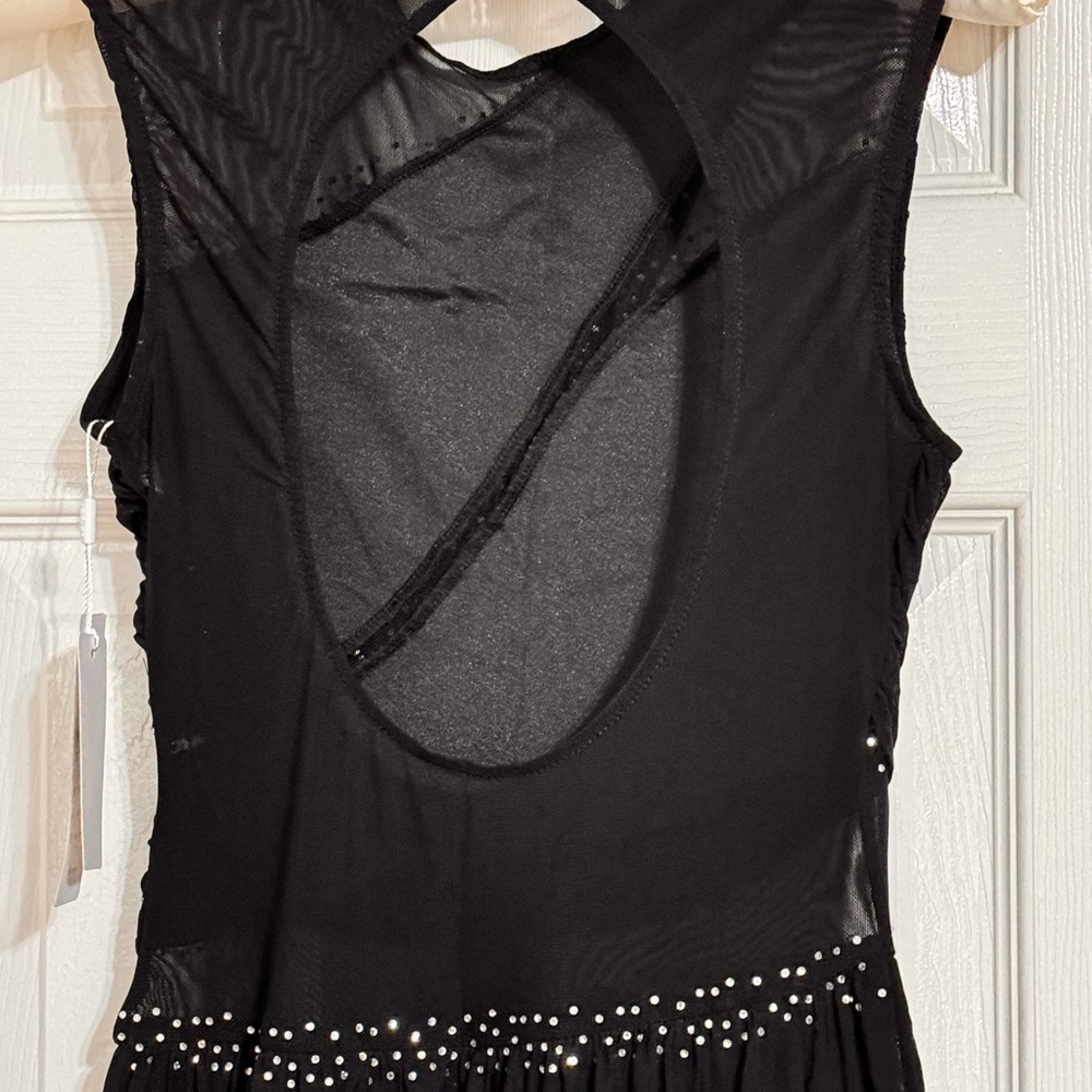 iEFiEL Dancewear S Black Leotard Pull-on with gemstones cascading skirt - Picture 12 of 15